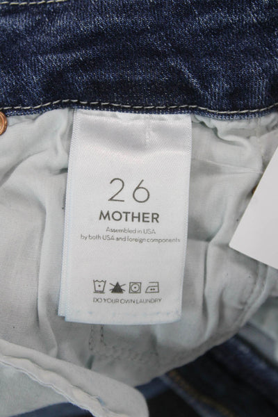 Mother Women Dark Blue Ankle Cropped Skinny Jeans Mid Rise Size 26