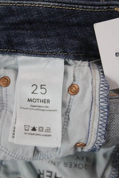 Mother Womens Ankle Skinny Jeans Dark Blue Mid Rise Button Size 25