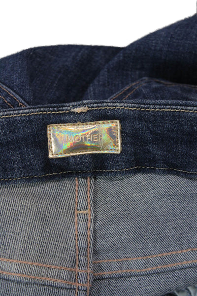 Mother Womens Ankle Skinny Jeans Dark Blue Mid Rise Button Size 25