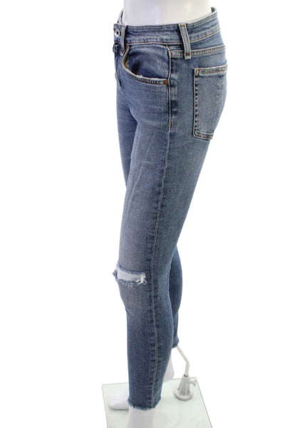 Rag & Bone Womens Ankle Skinny Jeans Blue Button Mid Rise Size 26