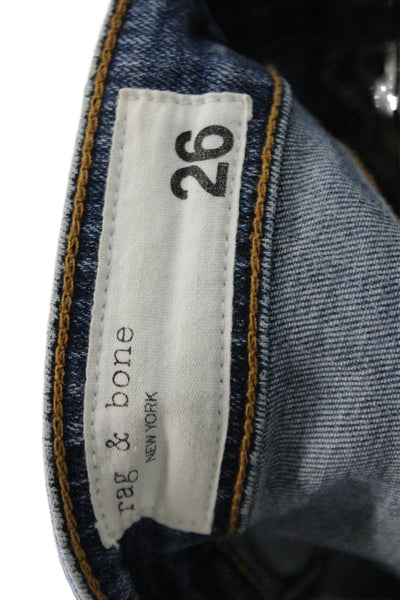 Rag & Bone Womens Ankle Skinny Jeans Blue Button Mid Rise Size 26
