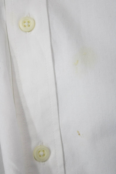 Banana Republic Men Button-Down Collared Long Sleeve White Cotton Shirt Size L