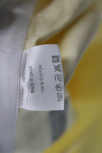 Ermenegildo Zegna Mens Point Collar Dress Shirt Yellow Long Sleeve Size L