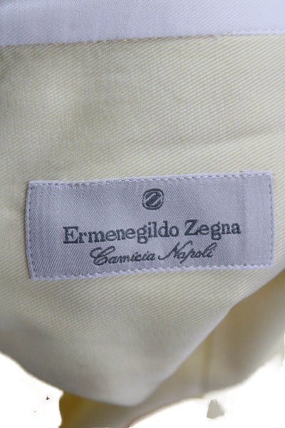 Ermenegildo Zegna Mens Point Collar Dress Shirt Yellow Long Sleeve Size L