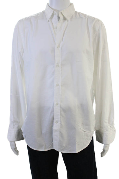 Banana Republic Mens Button-Down Collared Long Sleeve White Cotton Shirt Size L