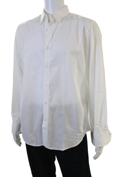 Banana Republic Mens Button-Down Collared Long Sleeve White Cotton Shirt Size L