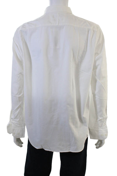 Banana Republic Mens Button-Down Collared Long Sleeve White Cotton Shirt Size L