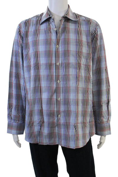 Paul Smith London Mens Point Collar Plaid Black Button-Up Long Sleeve Size M