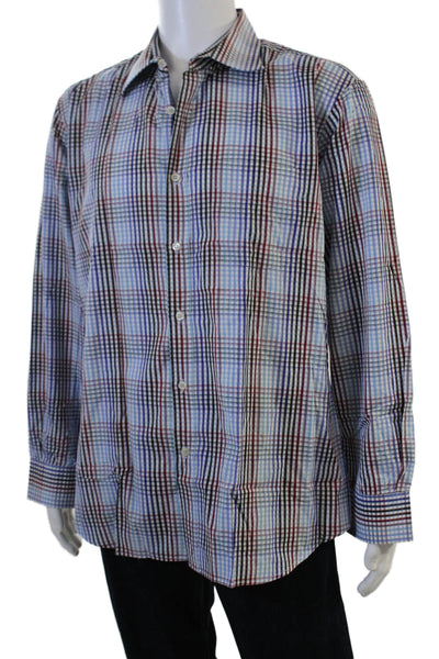 Paul Smith London Mens Point Collar Plaid Black Button-Up Long Sleeve Size M