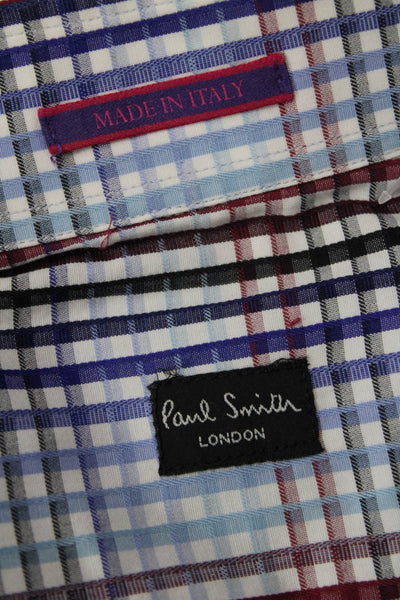 Paul Smith London Mens Point Collar Plaid Black Button-Up Long Sleeve Size M
