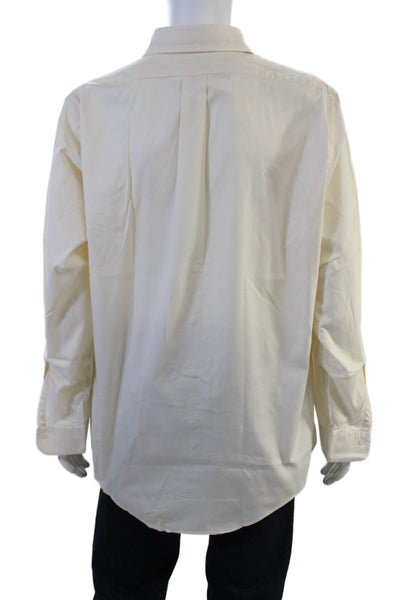 Brooks Brothers Mens Button-Down Dress Shirt Beige Cotton Long Sleeve Size M