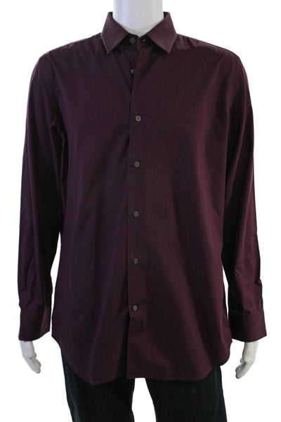 Banana Republic Mens Purple Point Collar Long Sleeve Button-Up Shirt Size L