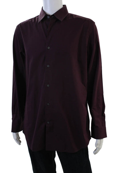Banana Republic Mens Purple Point Collar Long Sleeve Button-Up Shirt Size L