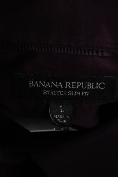 Banana Republic Mens Purple Point Collar Long Sleeve Button-Up Shirt Size L