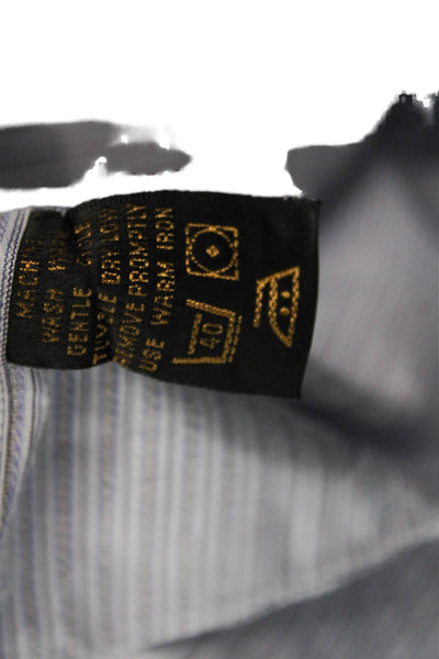 Donna Karan New York Mens Point Collar Striped Cotton Dress Shirt Size L