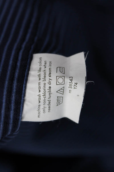 CK Calvin Klein Mens Dark Blue Striped Cotton Point Shirt Big & Tall Size L