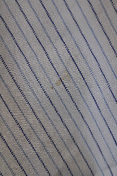 Turnbull & Asser Men Dress Shirt White Striped Long Sleeve Cotton Size L