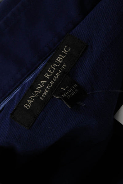Banana Republic Mens Point Cotton Dress Shirt Dark Blue Long Sleeve Size L