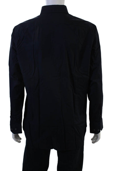 Banana Republic Mens Point Collar Dress Shirt Dark Blue Long Sleeve Size L