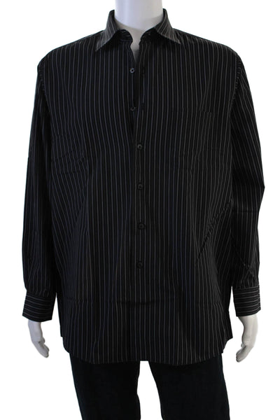 CK Calvin Klein Mens Point Collar Dress Shirt Black Longsleeve Size L