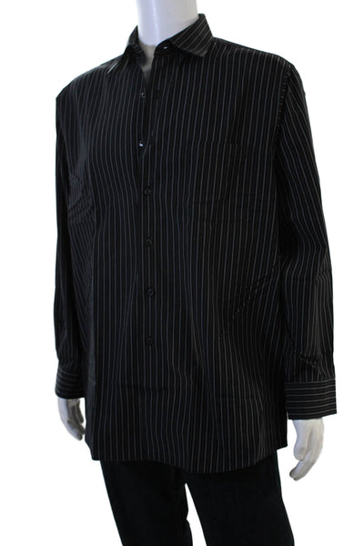 CK Calvin Klein Mens Point Collar Dress Shirt Black Longsleeve Size L