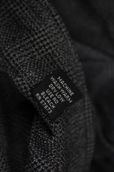 Ike Behar Mens Dark Gray Check Point Collar Button-Up Shirt 100% Cotton Size L