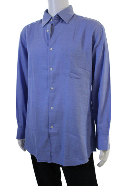 Joseph Abboud Mens Point Blue Dress Shirt Long Sleeve 100% Cotton Size M