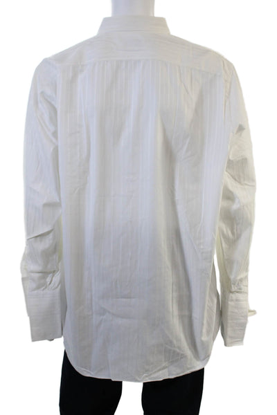 Ascot Chang Mens Button Down Cotton Striped Long Sleeve Collared Shirt Size L