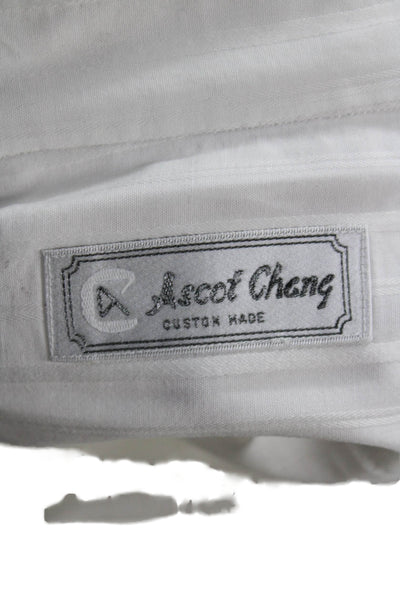 Ascot Chang Mens Button Down Cotton Striped Long Sleeve Collared Shirt Size L