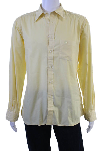 Brooks Brothers Red Fleece Mens Button-Down Yellow Long Sleeve Shirt Size L