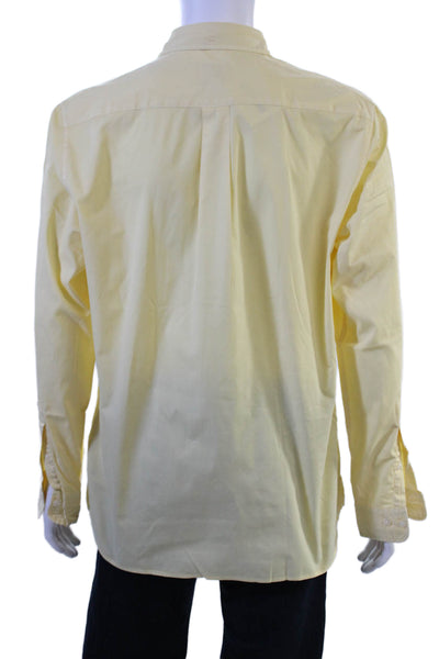 Brooks Brothers Red Fleece Mens Button-Down Yellow Long Sleeve Shirt Size L