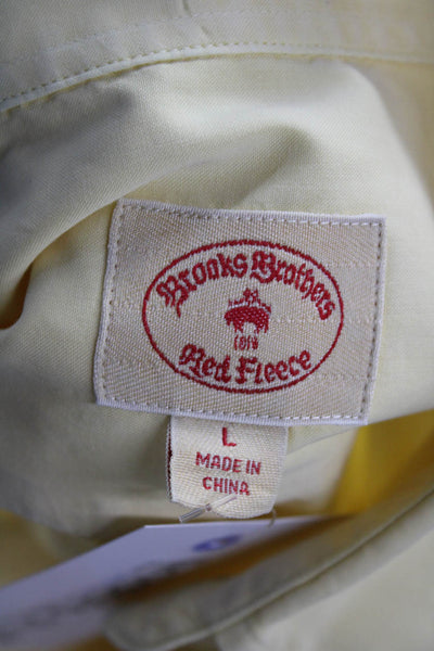 Brooks Brothers Red Fleece Mens Button-Down Yellow Long Sleeve Shirt Size L
