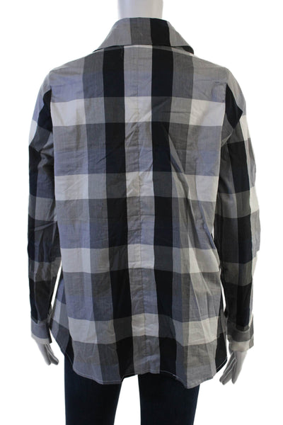 Comfy U.S.A. Womens Collared Check Black Zip Jacket Long Sleeve Size S