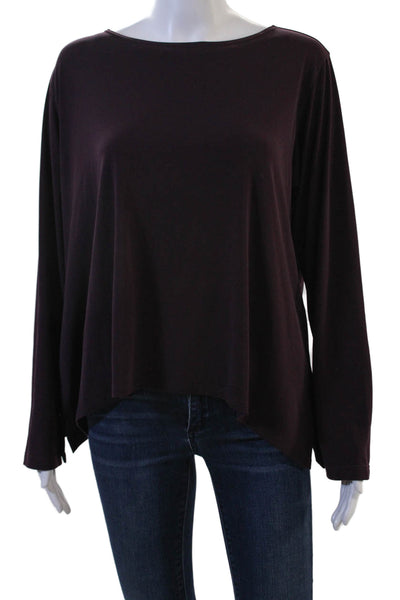 EDW By Spirit House Womens Basic Purple Long Sleeve Round Neck Blouse Size M