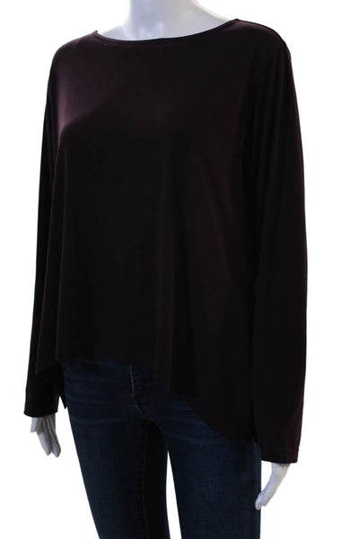 EDW By Spirit House Womens Basic Purple Long Sleeve Round Neck Blouse Size M