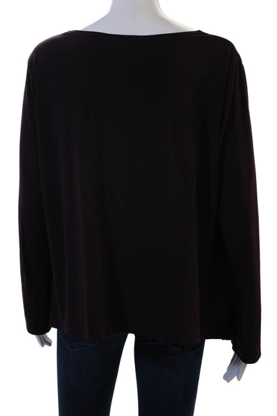 EDW By Spirit House Womens Basic Purple Long Sleeve Round Neck Blouse Size M