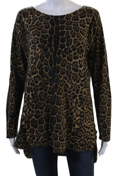 A'Nue Society Unisex Pullover Sweater Beige Leopard 70% Wool Cashmere Size L