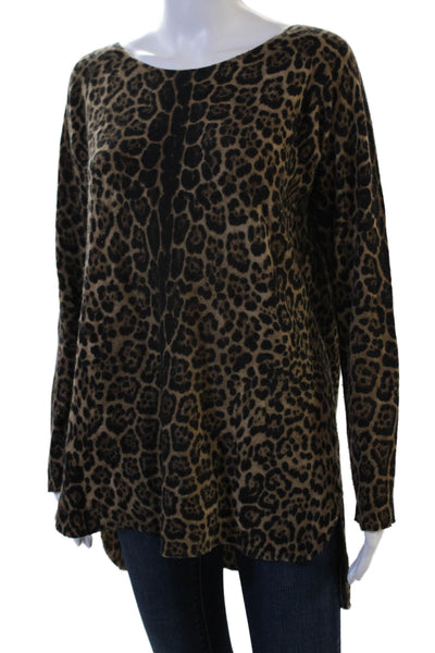 A'Nue Society Unisex Pullover Sweater Beige Leopard 70% Wool Cashmere Size L
