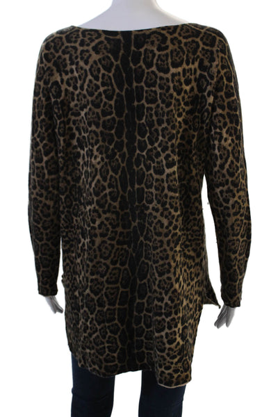 A'Nue Society Unisex Pullover Sweater Beige Leopard 70% Wool Cashmere Size L