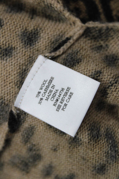 A'Nue Society Unisex Pullover Sweater Beige Leopard 70% Wool Cashmere Size L