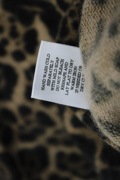 A'Nue Society Unisex Pullover Sweater Beige Leopard 70% Wool Cashmere Size L