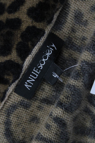A'Nue Society Unisex Pullover Sweater Beige Leopard 70% Wool Cashmere Size L