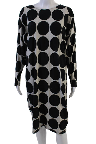Marita Muurinainen Womens Shift Polka Dot Black Mini Dress Long Sleeve Size M
