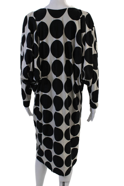 Marita Muurinainen Womens Shift Polka Dot Black Mini Dress Long Sleeve Size M