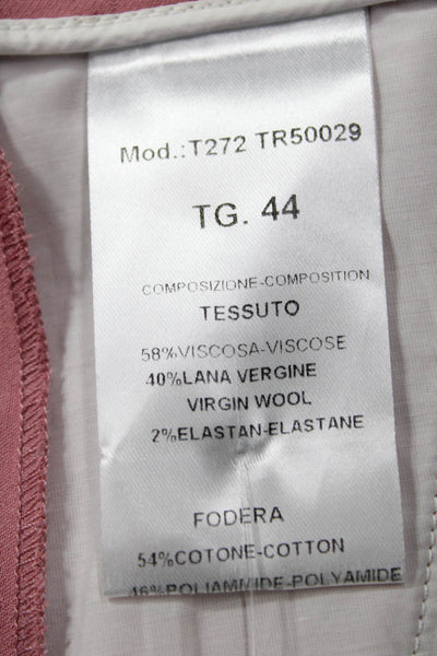 True Royal Womens Cropped Dress Pants Pink Button Size 44