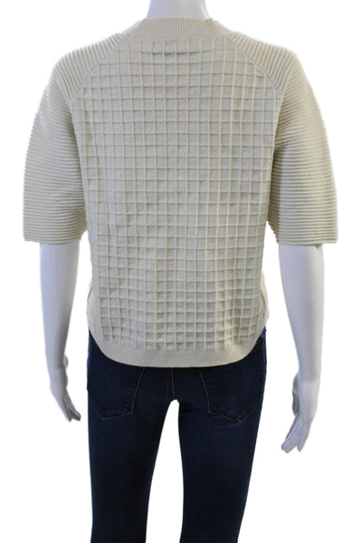 Raoul Unisex Pullover Sweater Beige Acrylic Geometric Short Sleeve Size S