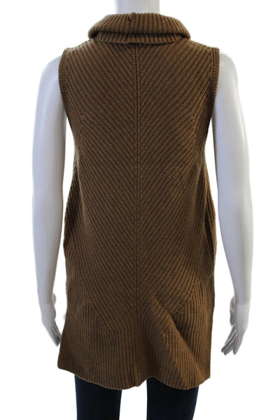 Boss Hugo Boss Unisex Turtleneck Herringbone Vest Brown Cashmere Size M