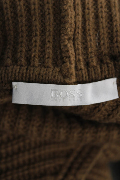 Boss Hugo Boss Unisex Turtleneck Herringbone Vest Brown Cashmere Size M