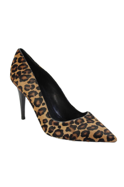 Tamara Mellon Womens Animal Print Pointed Toe Pumps Brown Black Size 37.5 7.5