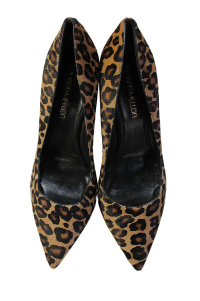 Tamara Mellon Womens Animal Print Pointed Toe Pumps Brown Black Size 37.5 7.5